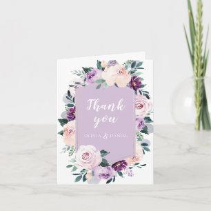 Carte De Remerciements Fleur géométrique pourpre botanique en fleurs
