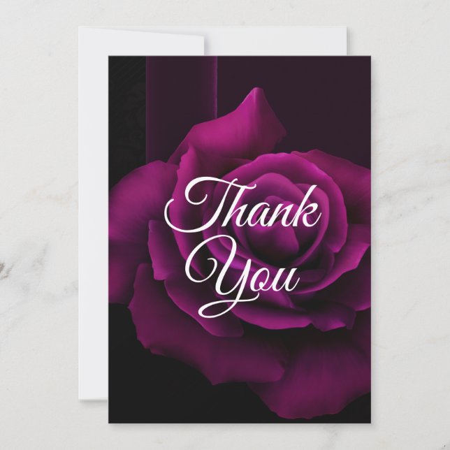 Carte De Remerciements Fleur gothique violet-rouge rose (Devant)