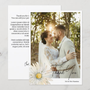 Carte De Remerciements Fleur marguerite Mariage personnalisé avec message