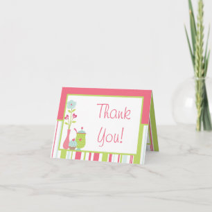 Carte De Remerciements Fleur Pink Pastel Pink Tea Party repliée