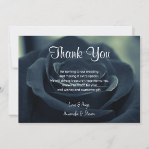 Carte De Remerciements Fleur Rose noir foncé Vibe gothique Mariage