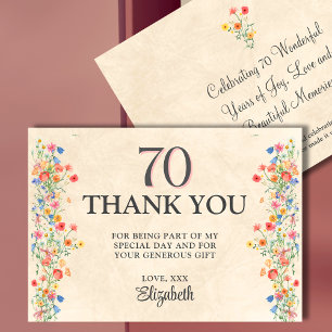 Carte De Remerciements Fleur sauvage 70e anniversaire Remerciements éléga