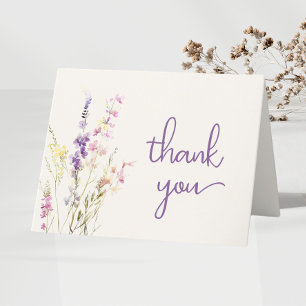 Carte De Remerciements Fleur sauvage Aquarelle bébé fille douche