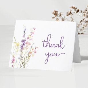 Carte De Remerciements Fleur sauvage Aquarelle bébé fille douche