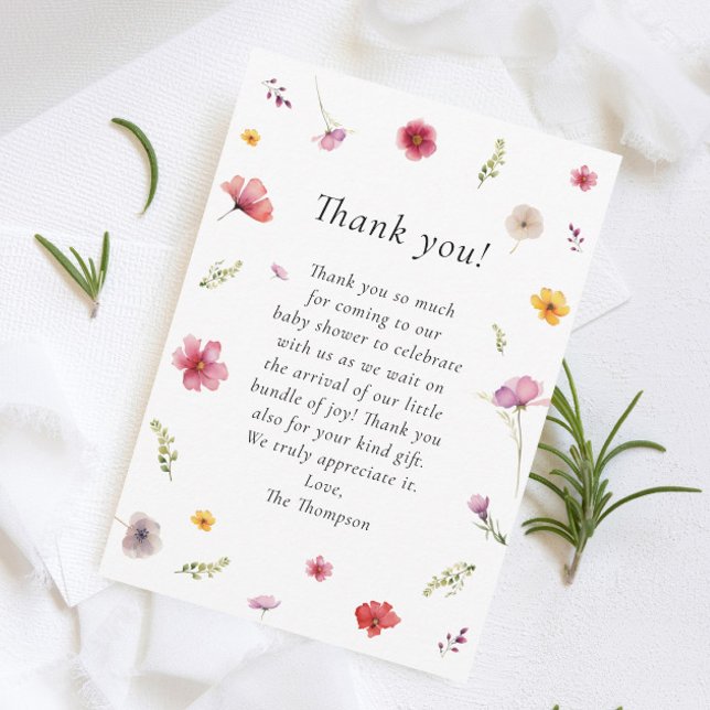 Carte De Remerciements Fleur sauvage bébé dans le Baby shower en fleurs (Créateur téléchargé)