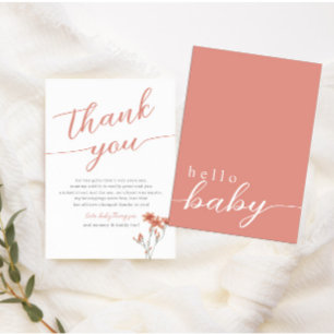 Carte De Remerciements Fleur sauvage bébé dans le Baby shower en fleurs
