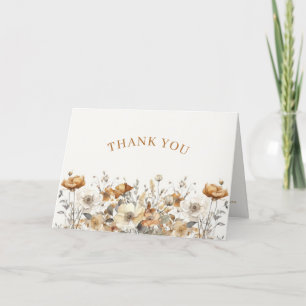 Carte De Remerciements Fleur sauvage Boho Fall Baby shower en terre cuite
