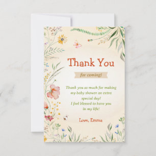 Carte De Remerciements Fleur sauvage Bright Happy Baby shower Sprinkle in