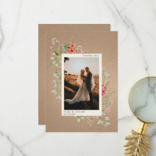 Carte De Remerciements Fleur sauvage Cardstock Boho Mariage botanique Pho