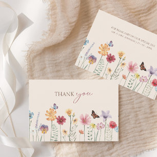 Carte De Remerciements Fleur sauvage coloré simple Mariage floral 