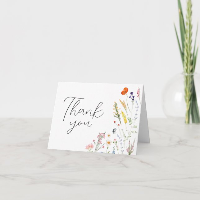Carte De Remerciements Fleur sauvage de printemps bébé dans le Baby showe (Devant)