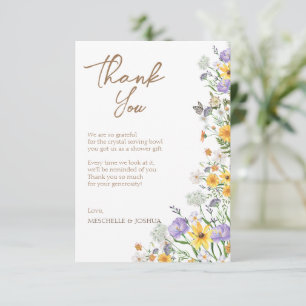 Carte De Remerciements Fleur sauvage de printemps coloré, Fleurs de jardi