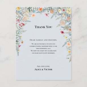 Carte de remerciements fleur sauvage Dusty Blue