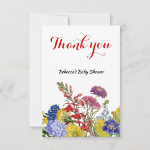 Carte De Remerciements Fleur sauvage en Fleur Whimsical Baby shower flora