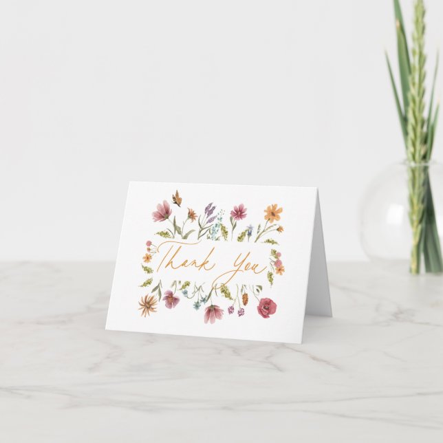Carte De Remerciements Fleur sauvage Floral Baby shower ou anniversaire M (Devant)