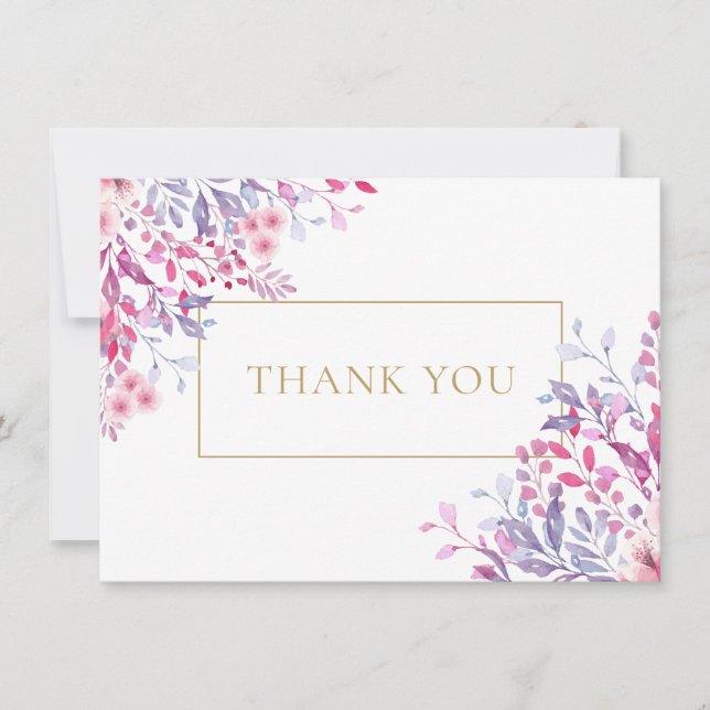 Carte De Remerciements Fleur sauvage Floral Elegant Or Géométrique (Devant)