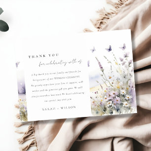 Carte De Remerciements Fleur sauvage Lilac   Papillon Mariage paysage