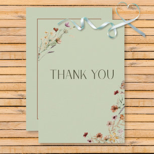 Carte De Remerciements Fleur sauvage moderne Sage vert Mariage