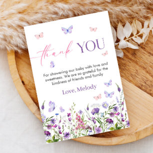 Carte de remerciements Fleur sauvage papillon