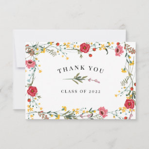 Carte De Remerciements Fleur sauvage rouge jaune