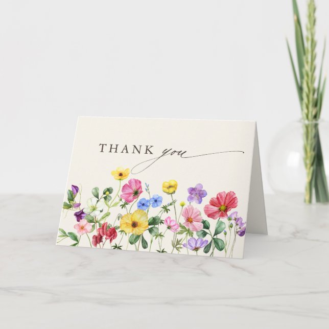 Carte De Remerciements Fleur sauvage Rustic Chic Floral Fête des mariées  (Devant)