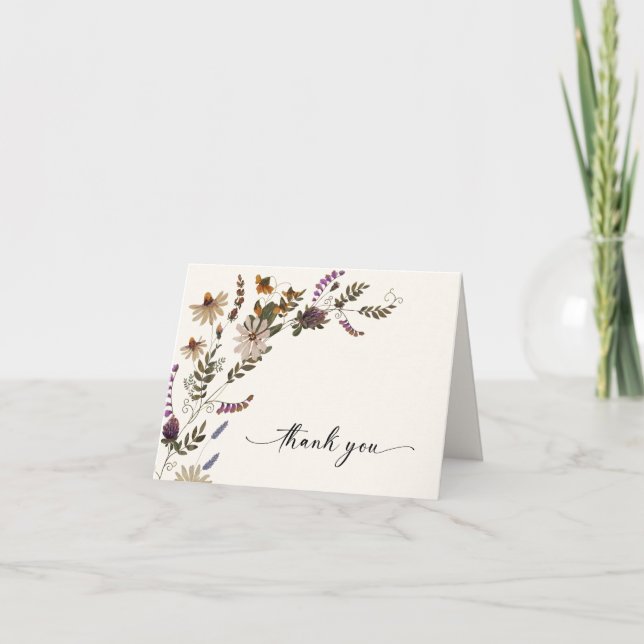 Carte de remerciements Fleur sauvage rustique (Devant)