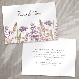 Carte De Remerciements Fleur sauvage Sympathy funérailles