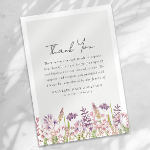 Carte De Remerciements Fleur sauvage Sympathy funérailles