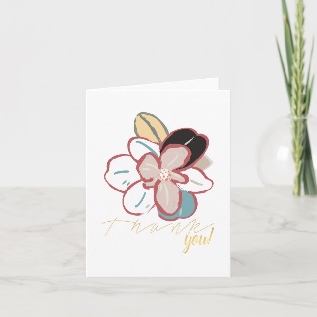 Carte De Remerciements Fleur simple Magnolia d'hiver (Devant)