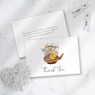 Carte De Remerciements Fleur Teapot Fête des mariées Tea Party