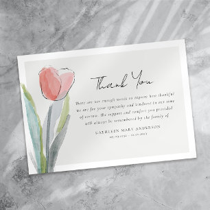 Carte De Remerciements Fleur Tulip Sympathy Funérailles