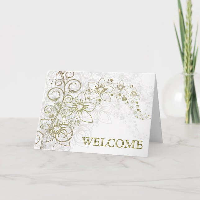 Carte De Remerciements Fleur verte bienvenue (Devant)