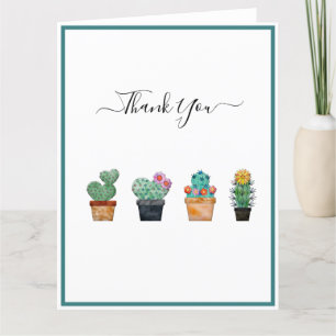 Carte De Remerciements Fleur verte de Cactus mignonne
