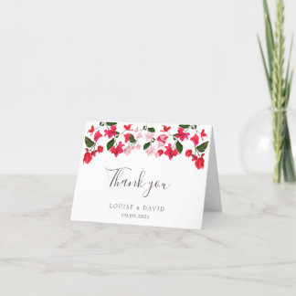 Carte de remerciements fleuri Mariage avec Bougain