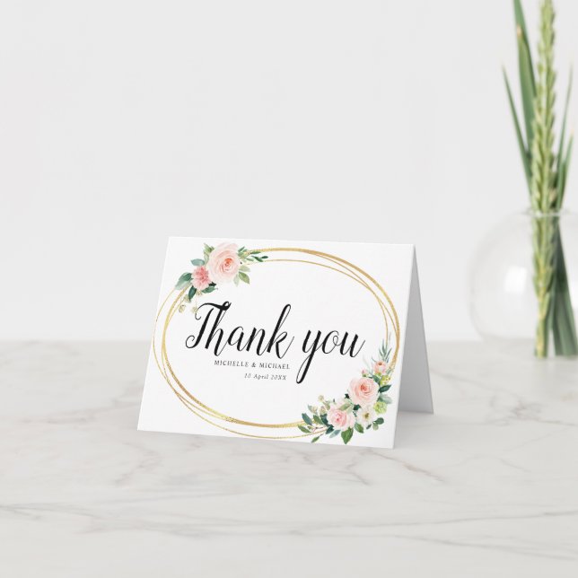 carte de remerciements fleuri rose vif (Devant)