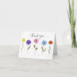 Carte De Remerciements Fleurs à l'aquarelle