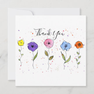 Carte De Remerciements Fleurs à l'aquarelle