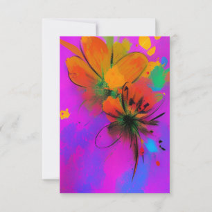 Carte De Remerciements Fleurs aquarelles colorées fuchsia orange violet 