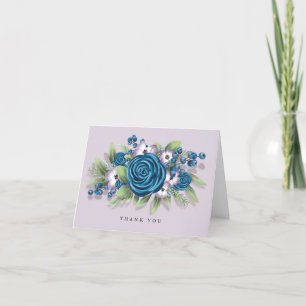 Carte De Remerciements Fleurs bleues et lilas avec Mariage de bleuets