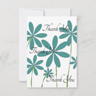 Carte De Remerciements Fleurs bleues vertes