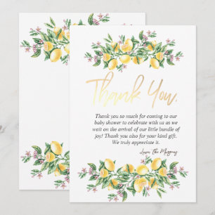 Carte De Remerciements Fleurs botaniques chic citrons aquarelle