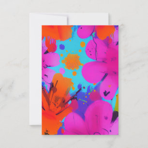 Carte De Remerciements Fleurs colorées d'aquarelle fuchsia orange