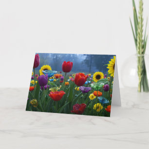 Carte De Remerciements Fleurs comme du verre en couleurs et en formes