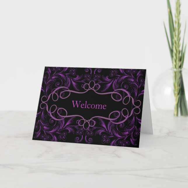 Carte De Remerciements Fleurs courbées Purple Arrière - plan Accueil (Devant)