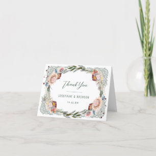 Carte De Remerciements Fleurs croisées Mariage blanc unique