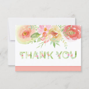 Carte de remerciements, fleurs d'aquarelle de