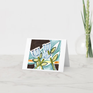 Carte De Remerciements Fleurs d'art populaire bleu aquarelle