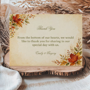 Carte De Remerciements Fleurs d'Automne Vintage