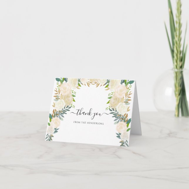 Carte De Remerciements Fleurs de Boho blanc Mariage funéraire plié (Devant)
