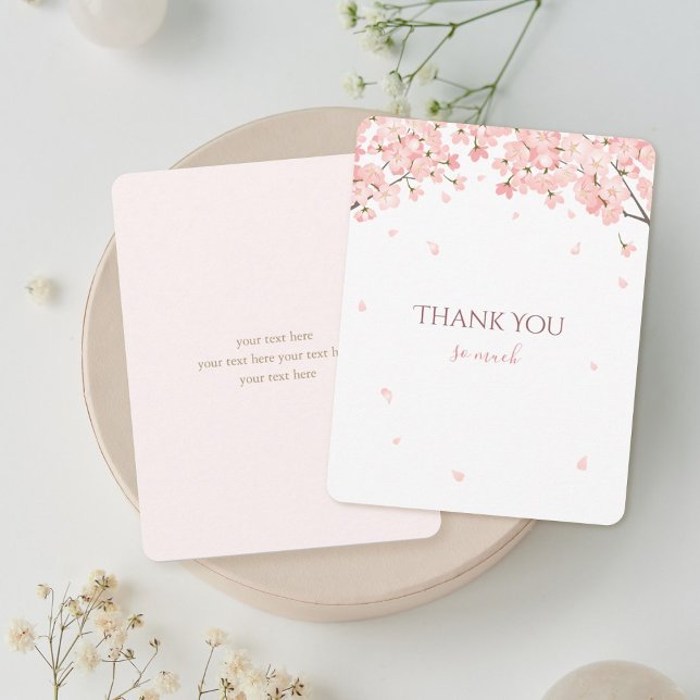 Carte De Remerciements Fleurs de cerisier japonais roses de printemps Sak (Créateur téléchargé)